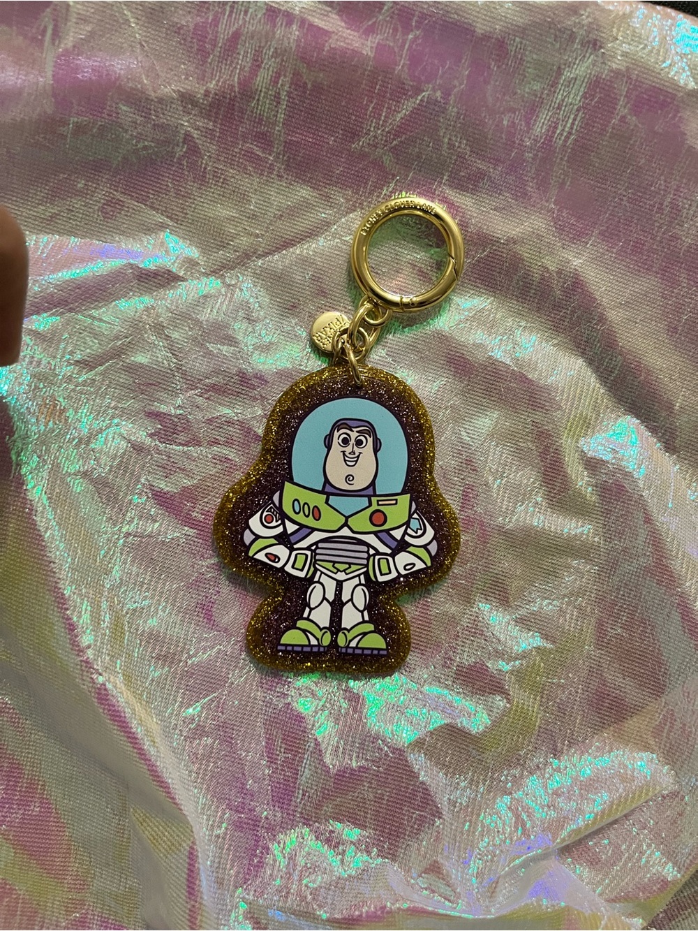 Stoney Clover Lane Glitter Gold Buzz Keychain with White, Green, Purple